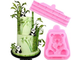 Set 2 moldes silicona bambu y panda